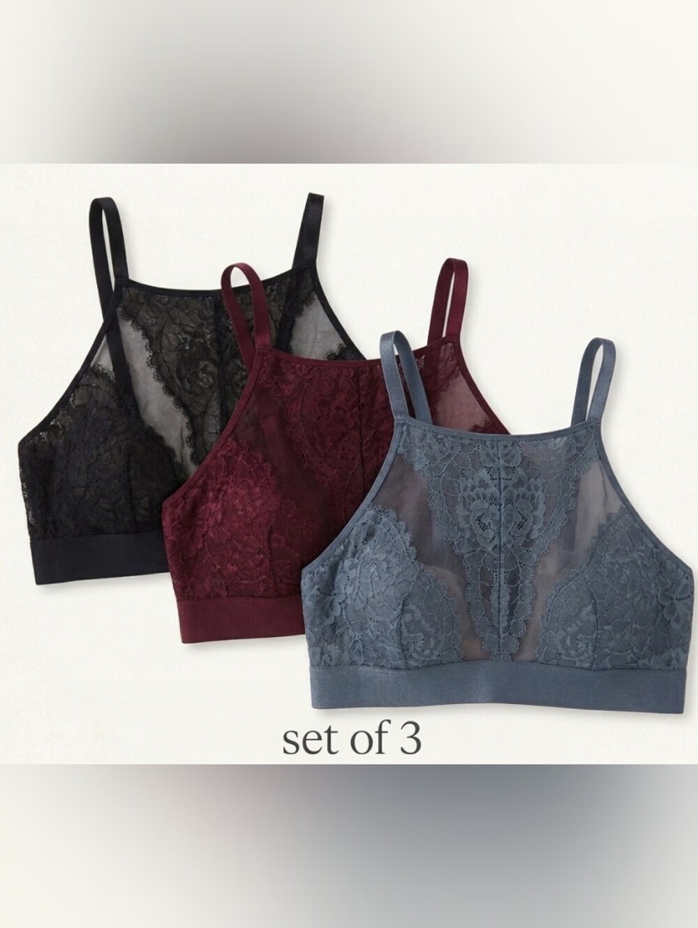 Soma Breathtaking High-Neck Bralette Set of 3 - Sz S